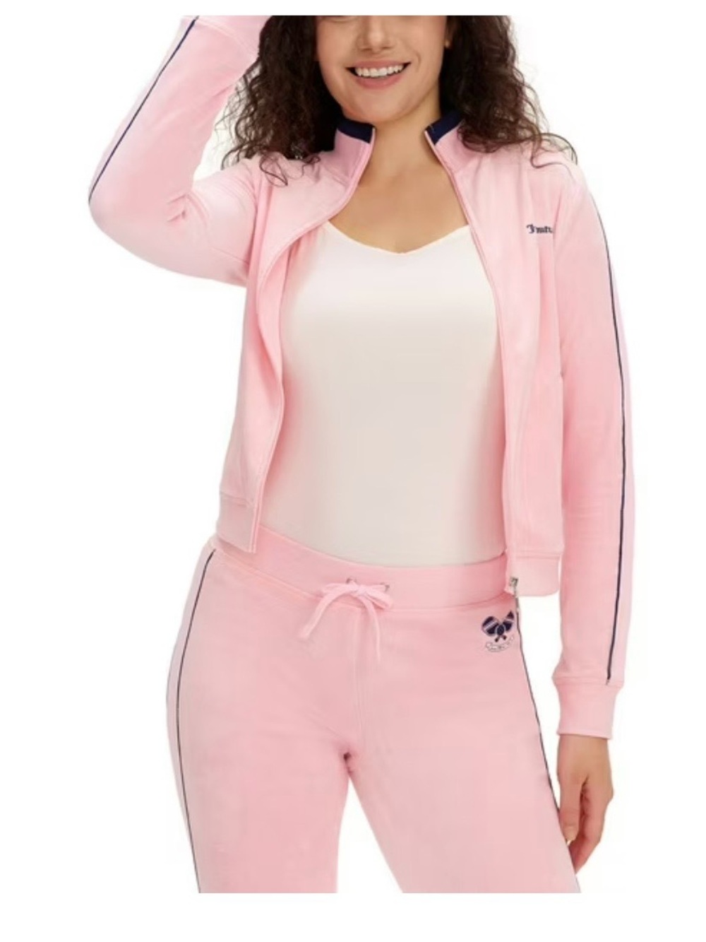 NWT Juicy Couture Pink ‘Juicy Anyone?’cotton velour zip ip jacket &pant set.